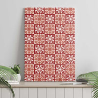 Ulaula Palaka Quilt Hawaii Canvas Wall Art Hawaiian Tropical Monstera Sea Turtle