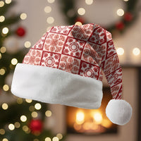 Ulaula Palaka Quilt Hawaii Christmas Santa Hat Hawaiian Tropical Monstera Sea Turtle LT14 Without Fur Red - Polynesian Pride