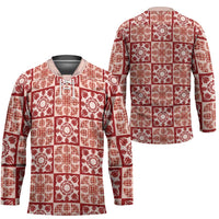 Ulaula Palaka Quilt Hawaii Hockey Jersey Hawaiian Tropical Monstera Sea Turtle
