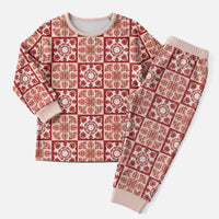 Ulaula Palaka Quilt Hawaii Christmas Pajama Set Hawaiian Tropical Monstera Sea Turtle LT14 Men Red - Polynesian Pride