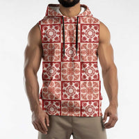 Ulaula Palaka Quilt Hawaii Sleeveless Hoodie Hawaiian Tropical Monstera Sea Turtle