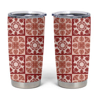 Ulaula Palaka Quilt Hawaii Tumbler Cup Hawaiian Tropical Monstera Sea Turtle