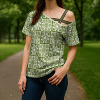 Omaomao Palaka Quilt Hawaii Cross Shoulder Shirt Hawaiian Tropical Monstera Sea Turtle