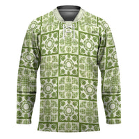 Omaomao Palaka Quilt Hawaii Hockey Jersey Hawaiian Tropical Monstera Sea Turtle