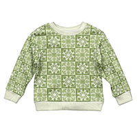 Omaomao Palaka Quilt Hawaii Kid Ugly Christmas Sweater Hawaiian Tropical Monstera Sea Turtle LT14 Kid Green - Polynesian Pride