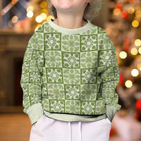 Omaomao Palaka Quilt Hawaii Kid Ugly Christmas Sweater Hawaiian Tropical Monstera Sea Turtle LT14 - Polynesian Pride