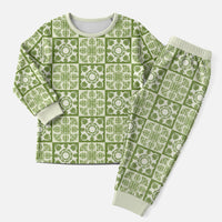Omaomao Palaka Quilt Hawaii Christmas Pajama Set Hawaiian Tropical Monstera Sea Turtle LT14 Men Green - Polynesian Pride