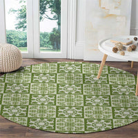 Omaomao Palaka Quilt Hawaii Round Carpet Hawaiian Tropical Monstera Sea Turtle