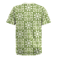 Omaomao Palaka Quilt Hawaii Rugby Jersey Hawaiian Tropical Monstera Sea Turtle