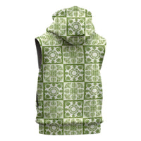 Omaomao Palaka Quilt Hawaii Sleeveless Hoodie Hawaiian Tropical Monstera Sea Turtle