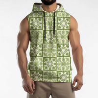 Omaomao Palaka Quilt Hawaii Sleeveless Hoodie Hawaiian Tropical Monstera Sea Turtle
