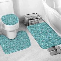 Cyan Palaka Quilt Hawaii Bathroom Set Hawaiian Tropical Monstera Sea Turtle