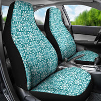 Cyan Palaka Quilt Hawaii Car Seat Cover Hawaiian Tropical Monstera Sea Turtle