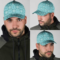 Cyan Palaka Quilt Hawaii Classic Cap Hawaiian Tropical Monstera Sea Turtle