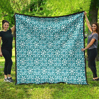 Cyan Palaka Quilt Hawaii Quilt Hawaiian Tropical Monstera Sea Turtle