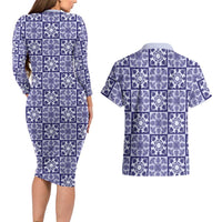 Polu Palaka Quilt Hawaii Couples Matching Long Sleeve Bodycon Dress and Hawaiian Shirt Hawaiian Tropical Monstera Sea Turtle LT14 - Polynesian Pride