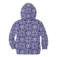 Polu Palaka Quilt Hawaii Kid Hoodie Hawaiian Tropical Monstera Sea Turtle