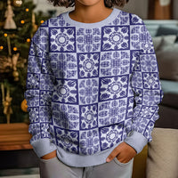 Polu Palaka Quilt Hawaii Kid Ugly Christmas Sweater Hawaiian Tropical Monstera Sea Turtle LT14 - Polynesian Pride