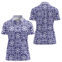 Polu Palaka Quilt Hawaii Women Polo Shirt Hawaiian Tropical Monstera Sea Turtle