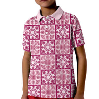 Akala Palaka Quilt Hawaii Kid Polo Shirt Hawaiian Tropical Monstera Sea Turtle