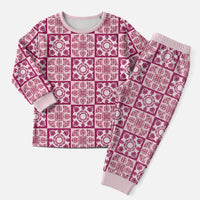 Akala Palaka Quilt Hawaii Christmas Pajama Set Hawaiian Tropical Monstera Sea Turtle LT14 Men Pink - Polynesian Pride