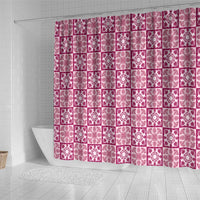 Akala Palaka Quilt Hawaii Shower Curtain Hawaiian Tropical Monstera Sea Turtle