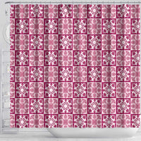 Akala Palaka Quilt Hawaii Shower Curtain Hawaiian Tropical Monstera Sea Turtle