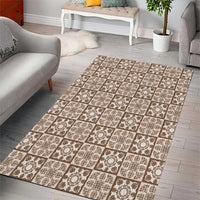 Beige Palaka Quilt Hawaii Area Rug Hawaiian Tropical Monstera Sea Turtle