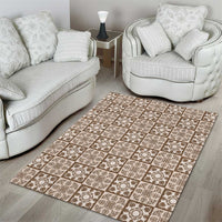 Beige Palaka Quilt Hawaii Area Rug Hawaiian Tropical Monstera Sea Turtle