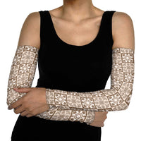 Beige Palaka Quilt Hawaii Arm Sleeves Hawaiian Tropical Monstera Sea Turtle