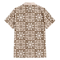 Beige Palaka Quilt Hawaii Family Matching Long Sleeve Bodycon Dress and Hawaiian Shirt Hawaiian Tropical Monstera Sea Turtle LT14 - Polynesian Pride