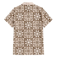Beige Palaka Quilt Hawaii Family Matching Mermaid Dress and Hawaiian Shirt Hawaiian Tropical Monstera Sea Turtle LT14 - Polynesian Pride