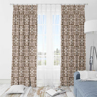 Beige Palaka Quilt Hawaii Window Curtain Hawaiian Tropical Monstera Sea Turtle