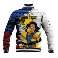 Personalised Philippines Women's Day Baseball Jacket Filipino Golden Sun With Polynesian Pattern LT14 - Polynesian Pride