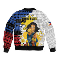 Personalised Philippines Women's Day Bomber Jacket Filipino Golden Sun With Polynesian Pattern LT14 - Polynesian Pride