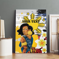 Personalised Philippines Women's Day Canvas Wall Art Filipino Golden Sun With Polynesian Pattern