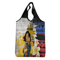 Personalised Philippines Women's Day Grocery Bag Filipino Golden Sun With Polynesian Pattern