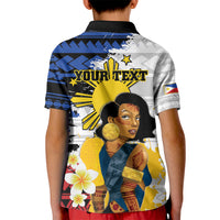 Personalised Philippines Women's Day Kid Polo Shirt Filipino Golden Sun With Polynesian Pattern LT14 - Polynesian Pride