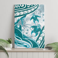 Cyan Polynesia Canvas Wall Art Polynesian Turtle Shark Tattoo Tropical Vintage