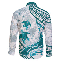 Cyan Polynesia Family Matching Puletasi and Hawaiian Shirt Polynesian Turtle Shark Tattoo Tropical Vintage LT14 - Polynesian Pride