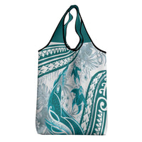 Cyan Polynesia Grocery Bag Polynesian Turtle Shark Tattoo Tropical Vintage
