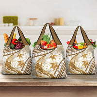 Gold Polynesia Grocery Bag Polynesian Turtle Shark Tattoo Tropical Vintage