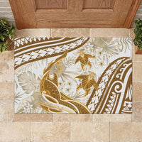 Gold Polynesia Rubber Doormat Polynesian Turtle Shark Tattoo Tropical Vintage