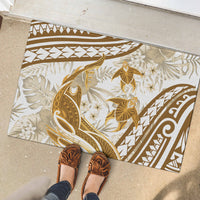 Gold Polynesia Rubber Doormat Polynesian Turtle Shark Tattoo Tropical Vintage
