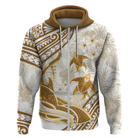 Gold Polynesia Zip Hoodie Polynesian Turtle Shark Tattoo Tropical Vintage LT14 Zip Hoodie Gold - Polynesian Pride
