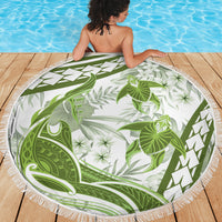 Lime Green Polynesia Beach Blanket Polynesian Turtle Shark Tattoo Tropical Vintage