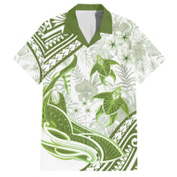 Lime Green Polynesia Family Matching Off Shoulder Long Sleeve Dress and Hawaiian Shirt Polynesian Turtle Shark Tattoo Tropical Vintage LT14 Dad's Shirt - Short Sleeve Lime Green - Polynesian Pride