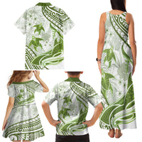 Lime Green Polynesia Family Matching Tank Maxi Dress and Hawaiian Shirt Polynesian Turtle Shark Tattoo Tropical Vintage LT14 - Polynesian Pride