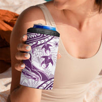 Purple Polynesia 4 in 1 Can Cooler Tumbler Polynesian Turtle Shark Tattoo Tropical Vintage