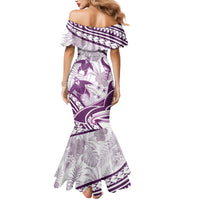 Purple Polynesia Family Matching Mermaid Dress and Hawaiian Shirt Polynesian Turtle Shark Tattoo Tropical Vintage LT14 - Polynesian Pride